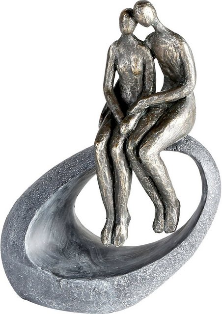 Casablanca by Gilde Dekofigur »Skulptur Moment, bronzefarben/grau« (1 Stück), Dekoobjekt, Höhe 27, Pärchen, mit Spruchanhänger, Wohnzimmer-Figuren-Inspirationen