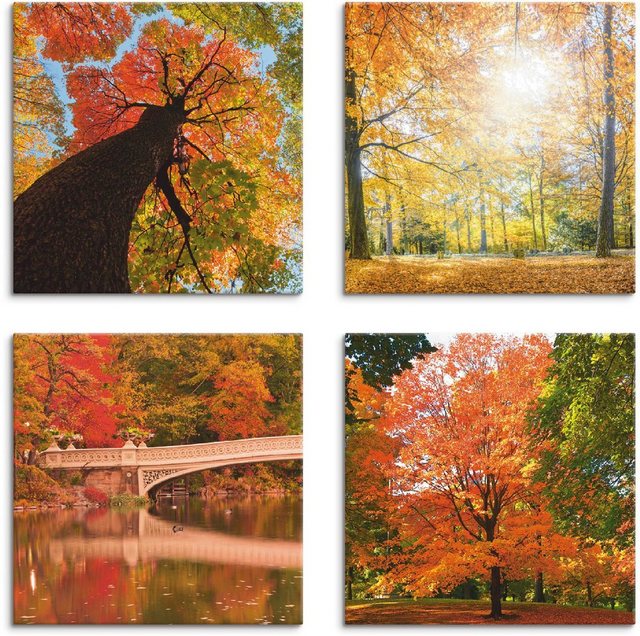 Artland Leinwandbild »Herbst Wald Panoramas«, Wald (4 Stück)-Bilder-Inspirationen