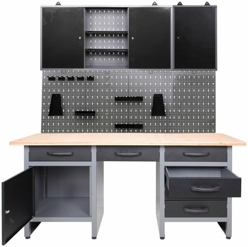 ONDIS24 Werkstatt-Set »Fritz«, (Set, 3-tlg), Werkbank mit Lochwand & 2 Werkstattschränken-Werkstatt-Sets-Ideen für dein Zuhause von Home Trends