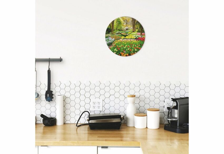 Artland Wanduhr »Glasuhr rund Tulpen Garten Frühling«-Uhren-Ideen für dein Zuhause von Home Trends