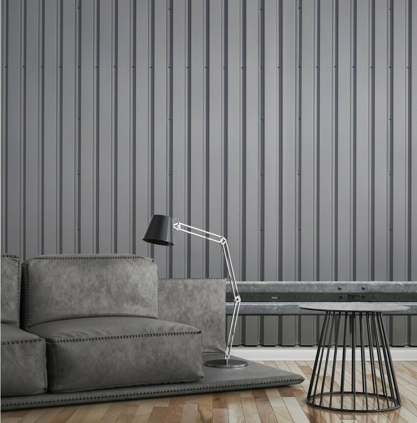 Architects Paper Fototapete »Iron Wall Silver«, (Set, 5 St), Metall Optik, Vlies, glatt-Tapeten-Ideen für dein Zuhause von Home Trends