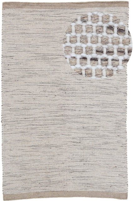 Wollteppich »Mona«, carpetfine, rechteckig, Höhe 5 mm, Wolle, Wendeteppich aus Wolle/Baumwolle, Wohnzimmer-Teppiche-Inspirationen