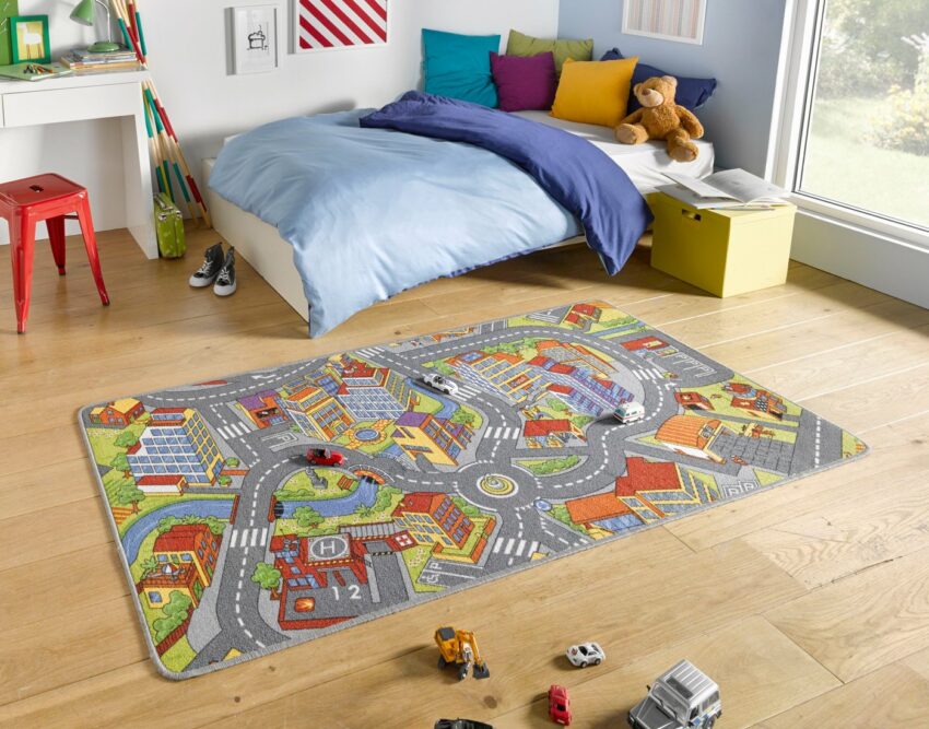 Kinderteppich »Smart City«, HANSE Home, rechteckig, Höhe 0,65 mm, Robust Straßen Spielunterlage, Kurzflor, Kinderzimmer, Strapazierfähig, Pflegeleicht-Teppiche-Ideen für dein Zuhause von Home Trends