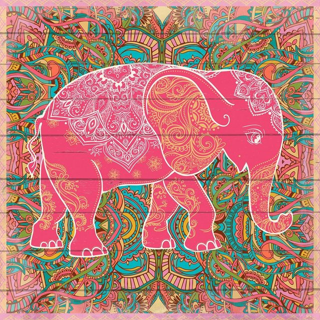 queence Holzbild »Elefant im Muster«, 40x40 cm-Bilder-Inspirationen