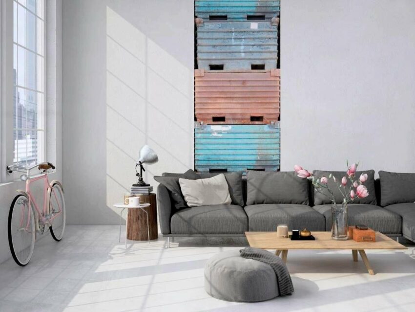 living walls Fototapete »Metallboxen«, glatt, (1 St), FSCÂ®-Tapeten-Ideen für dein Zuhause von Home Trends