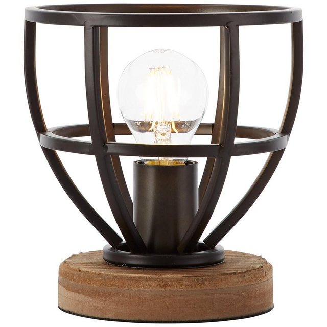 Brilliant Leuchten Tischleuchte »Matrix Wood«, Tischlampe 18cm schwarz antik-Lampen-Inspirationen