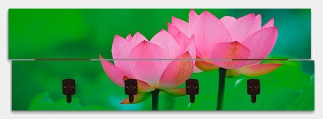 Artland Garderobenpaneel »Blühende Lotusblume«, platzsparende Wandgarderobe aus Holz mit 4 Haken, geeignet für kleinen, schmalen Flur, Flurgarderobe-Garderoben-Inspirationen