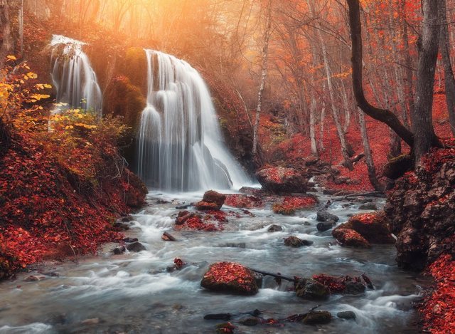 Papermoon Fototapete »Mountain Sunset Waterfall«, glatt-Tapeten-Inspirationen