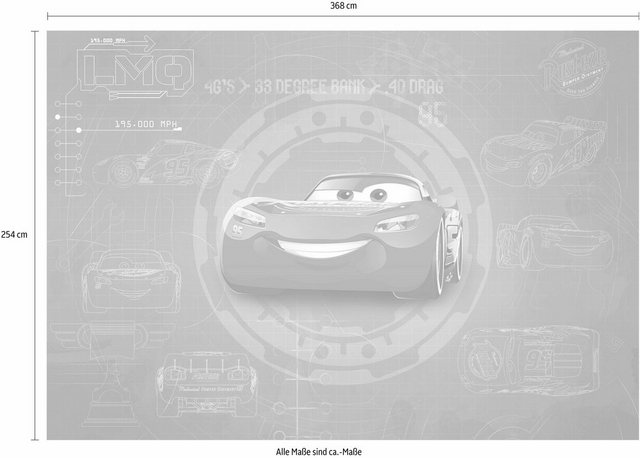 Komar Fototapete »Cars3 Blueprint«, glatt, bedruckt, Comic, (Set), ausgezeichnet lichtbeständig-Tapeten-Inspirationen