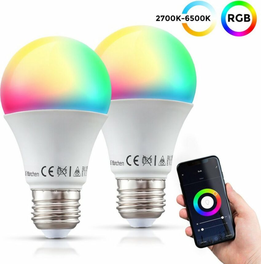 B.K.Licht LED-Leuchtmittel, E27, 2 Stück, Warmweiß, Smart Home LED-Lampe RGB WiFi App-Steuerung dimmbar CCT Glühbirne 9W 806 Lumen-Leuchtmittel-Ideen für dein Zuhause von Home Trends