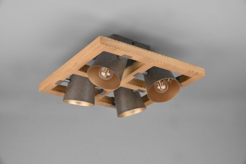 TRIO Leuchten Deckenleuchte »Bell«, Deckenlampe 4-flammig mit Schirmen in Glocken-Optik / Holz und Nickel-Antik-Kombination-Lampen-Ideen für dein Zuhause von Home Trends