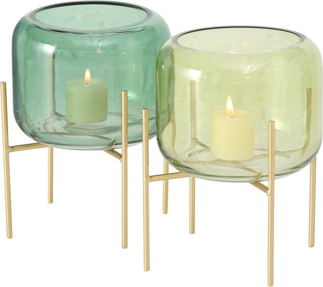 BOLTZE Windlicht »Leona« (Set, 2 Stück), aus Glas und Metall, Höhe 19 cm-Kerzenhalter-Inspirationen