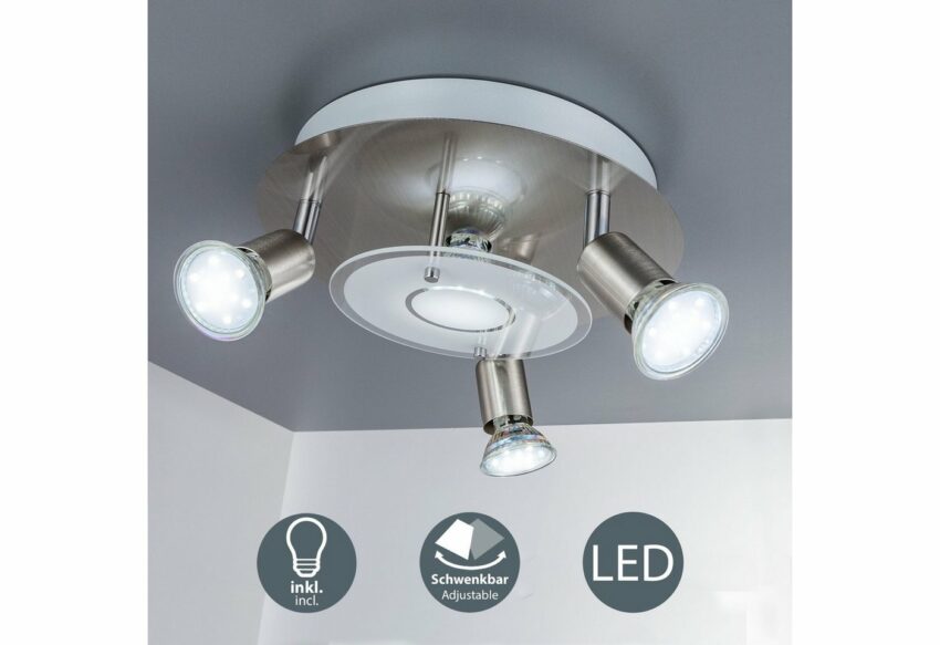 B.K.Licht LED Deckenstrahler, LED Deckenleuchte rund Metall Glas Lampe Wohnzimmer Strahler GU10 inkl. 3W 250lm-Lampen-Ideen für dein Zuhause von Home Trends