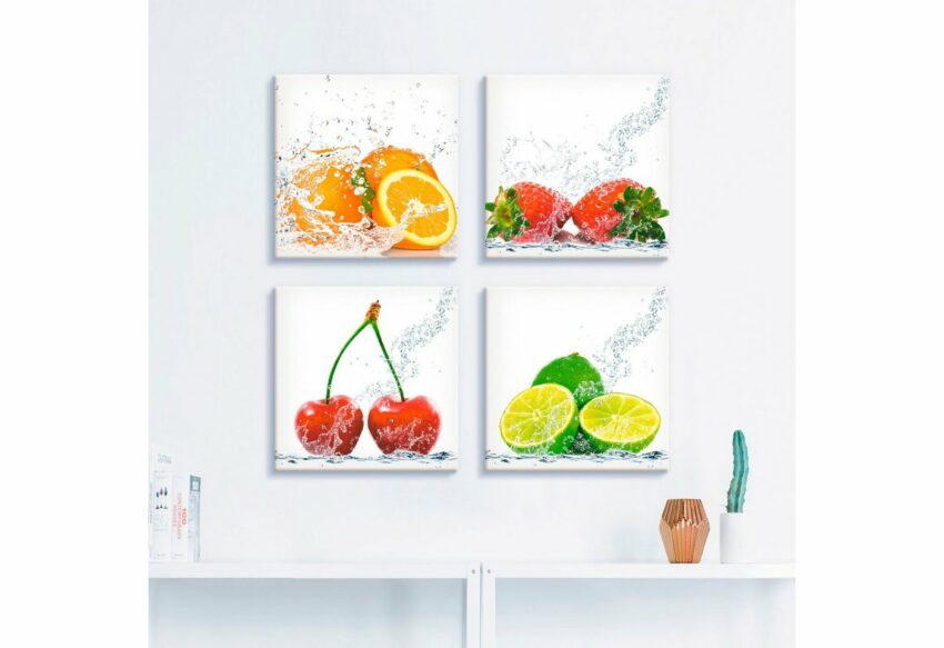 Artland Leinwandbild »Früchte mit Spritzwasser«, Lebensmittel (4 Stück)-Bilder-Ideen für dein Zuhause von Home Trends