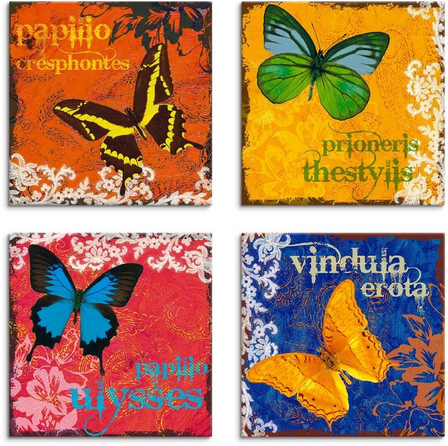 Artland Leinwandbild »Schmetterlinge Bunt«, Insekten (4 Stück)-Bilder-Inspirationen