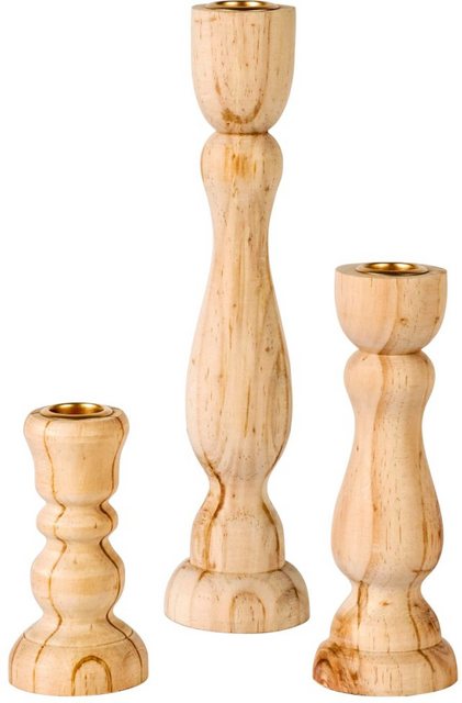 Kerzenhalter »Ricco« (Set, 3 Stück), aus Holz, Höhe ca. 11 cm + 17 cm + 25 cm-Kerzenhalter-Inspirationen