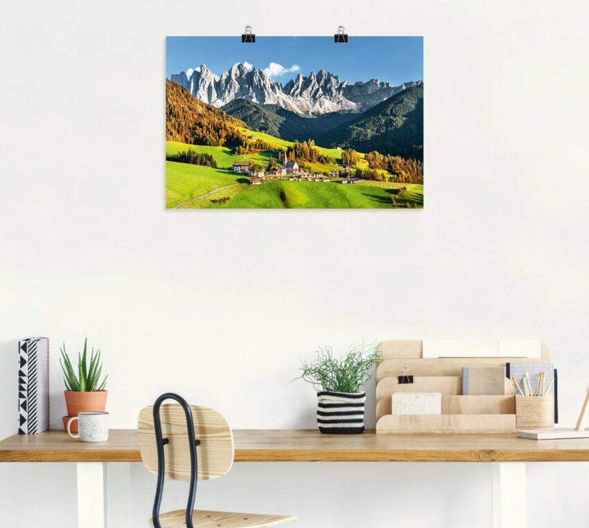 Artland Wandbild »Alpen Berge Santa Maddalena«, Berge & Alpenbilder (1 Stück), in vielen Größen & Produktarten - Alubild / Outdoorbild für den Außenbereich, Leinwandbild, Poster, Wandaufkleber / Wandtattoo auch für Badezimmer geeignet-Bilder-Ideen für dein Zuhause von Home Trends