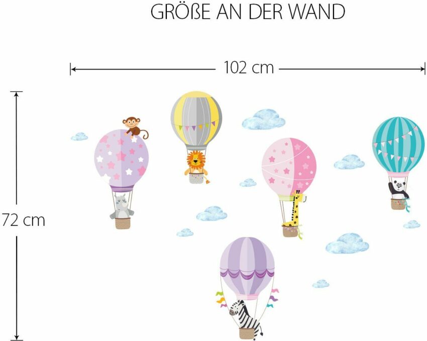 little DECO Wandtattoo »Little Deco Wandtattoo Zoo Tiere im Heißluftballon«-Wandtattoos-Ideen für dein Zuhause von Home Trends