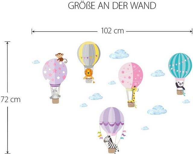 little DECO Wandtattoo »Little Deco Wandtattoo Zoo Tiere im Heißluftballon«-Wandtattoos-Inspirationen