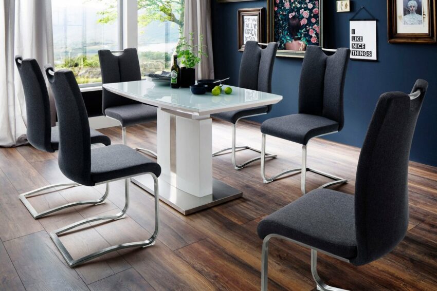 MCA furniture Esstisch »Najuma«, Bootsform weiß mit Synchronauszug, Sicherheitsglas-Tische-Ideen für dein Zuhause von Home Trends