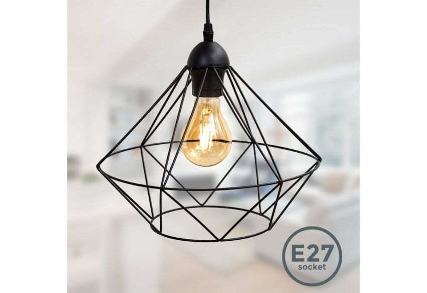 B.K.Licht Pendelleuchte, LED Hängeleuchte Hängelampe Draht Vintage Retro exkl. E27 Metall schwarz-Lampen-Ideen für dein Zuhause von Home Trends