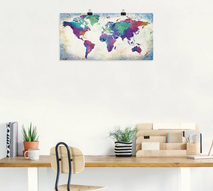 Artland Wandbild »bunte Weltkarte«, Land- & Weltkarten (1 Stück), in vielen Größen & Produktarten - Alubild / Outdoorbild für den Außenbereich, Leinwandbild, Poster, Wandaufkleber / Wandtattoo auch für Badezimmer geeignet-Bilder-Ideen für dein Zuhause von Home Trends