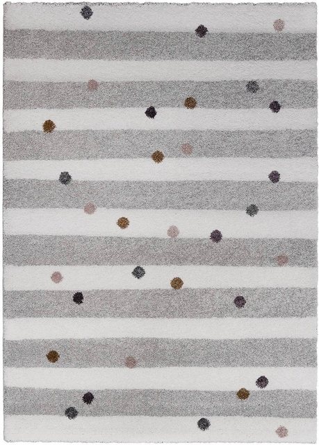 Kinderteppich »SOFT - Dots&Stripes«, Primaflor-Ideen in Textil, rechteckig, Höhe 17,5 mm, Kurzflor, gestreift mit Punkten, Kinderzimmer-Teppiche-Inspirationen