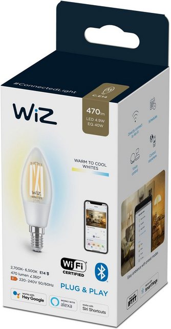 WiZ »WiZ Wi-Fi BLE 40W C35 E14 CL« LED-Filament, E14, 1 Stück, Warmweiß, Bringen Sie mit Wiz Tunable White Filament LED Lampen klassisches Vintage-Design in jeden Raum.-Leuchtmittel-Inspirationen