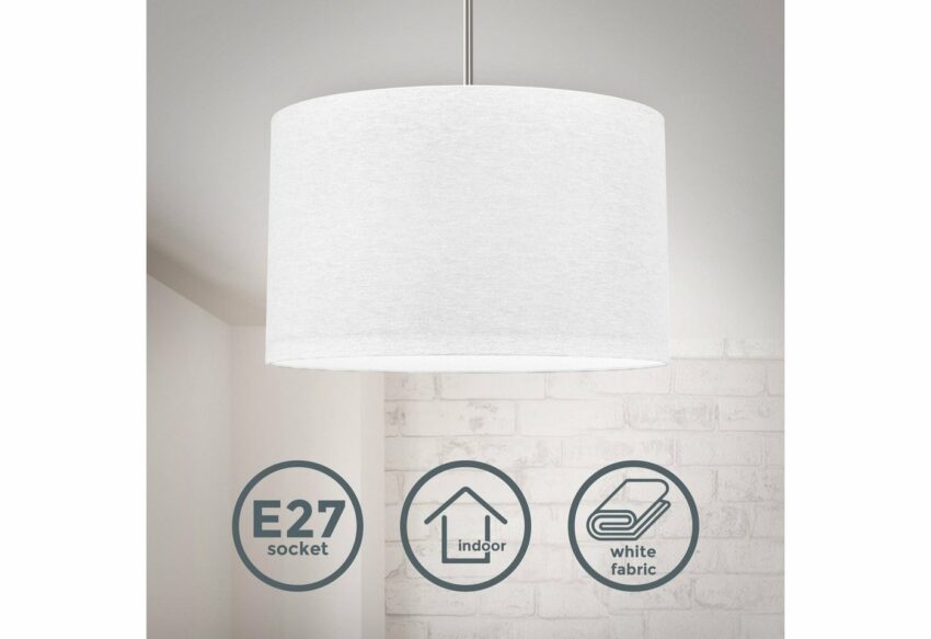 B.K.Licht Pendelleuchte, Hängeleuchte, LED Pendelampe Stoff Textil Lampenschirm Deckenlampe Esstisch Wohnzimmer E27 weiß-Lampen-Ideen für dein Zuhause von Home Trends