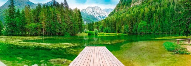 Komar Fototapete »Green Lake«, glatt, bedruckt, Wald, Meer, (Set), ausgezeichnet lichtbeständig-Tapeten-Inspirationen