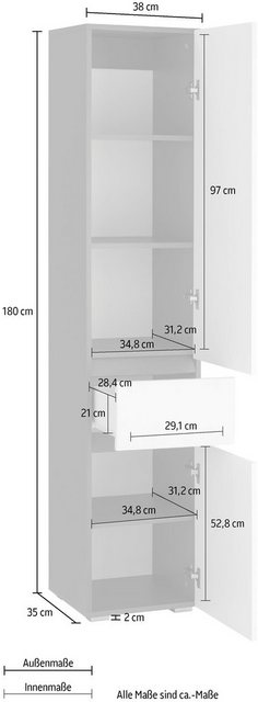 Home Affaire Hochschrank »Wisla« Höhe 180 Cm, Mit Türen & Schubkasten |  HomeTrends🏠 | Alle Schränke