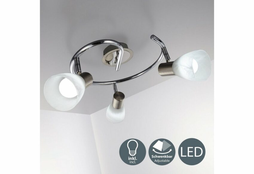 B.K.Licht LED Deckenspot »Lunas«, LED Deckenleuchte schwenkbare Spots Deckenlampe Chrom Glas-Lampenschirm E14-Lampen-Ideen für dein Zuhause von Home Trends