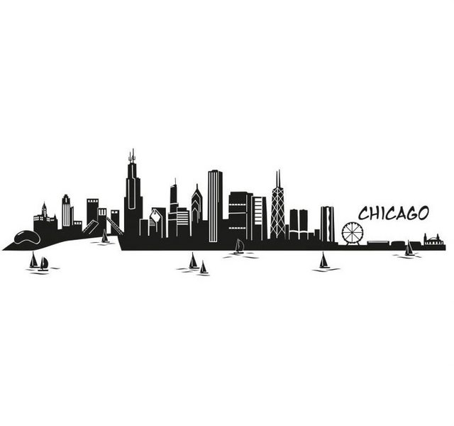 Wall-Art Wandtattoo »XXL Stadt Skyline Chicago 120cm« (1 Stück)-Wandtattoos-Inspirationen