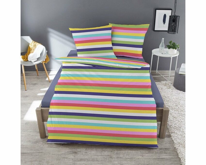 Bettwäsche »Rainbow«, TRAUMSCHLAF, buntes Streifendesign für den Winter-Bettwäsche-Ideen für dein Zuhause von Home Trends
