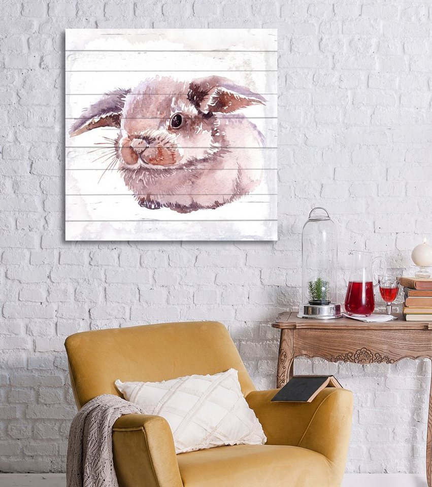 queence Holzbild »Süßes Kaninchen«, 40x40 cm-Bilder-Ideen für dein Zuhause von Home Trends