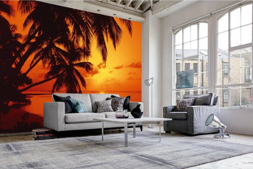 Papermoon Fototapete »Tropic Sunset«, matt, BlueBack, 7 Bahnen, 350 x 260 cm-Tapeten-Ideen für dein Zuhause von Home Trends