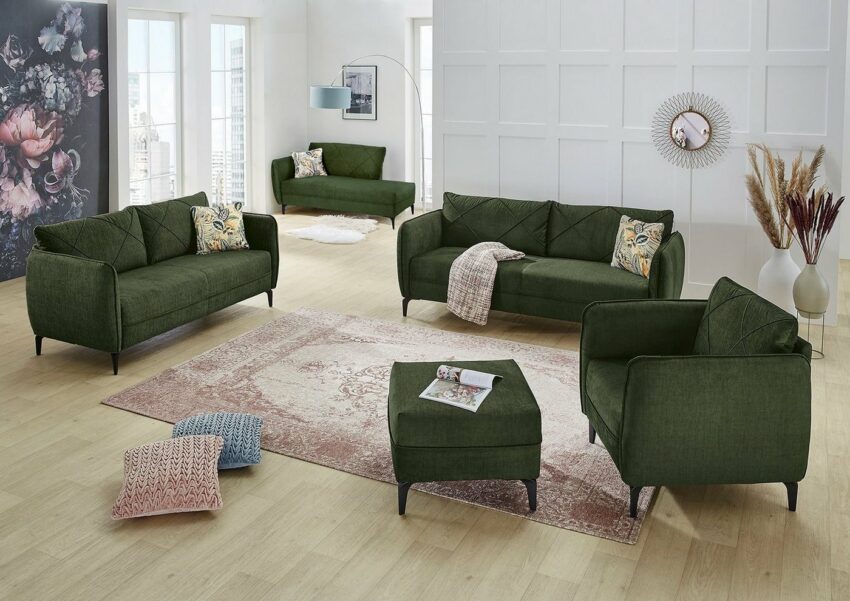 Places of Style 3-Sitzer, mit attraktiver Steppung, Rauten-Biesennähte, mit hervorragendem Sitzkomfort, frei im Raum stellbar-Sofas-Ideen für dein Zuhause von Home Trends