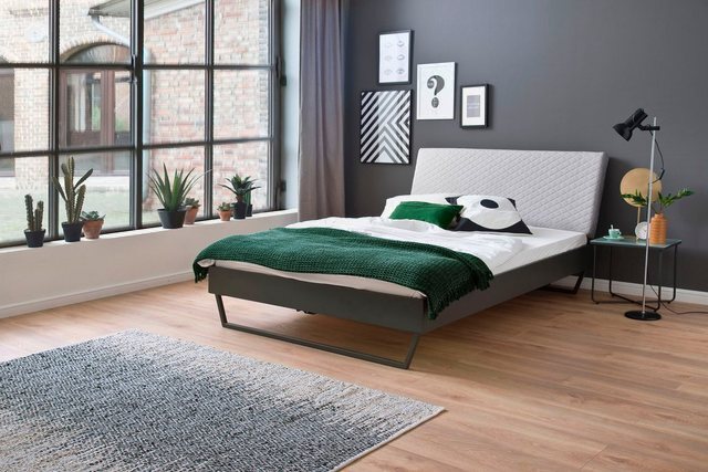 meise.möbel Metallbett »Boston«, Polsterkopfteil mit Rautenstanzung, diverse Fußvarianten möglich-Betten-Inspirationen
