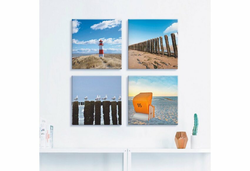 Artland Leinwandbild »Leuchtturm Sylt Strand Möven Strandkorb«, Strand (4 Stück)-Bilder-Ideen für dein Zuhause von Home Trends