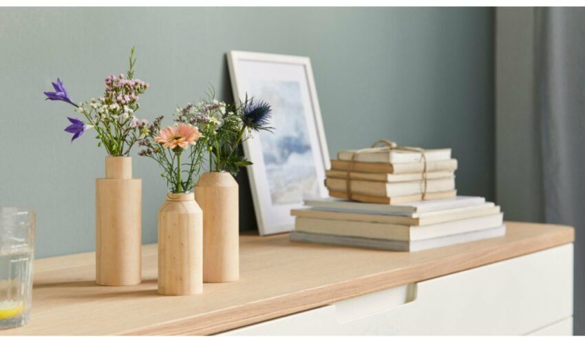 Dekovase »Caitlyn« (Set, 3 Stück), aus Glas mit Holz-Korpus-Blumenvasen-Ideen für dein Zuhause von Home Trends