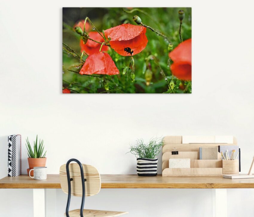 Artland Wandbild »Hummel sucht Schutz vor Regen«, Blumenbilder (1 Stück), in vielen Größen & Produktarten - Alubild / Outdoorbild für den Außenbereich, Leinwandbild, Poster, Wandaufkleber / Wandtattoo auch für Badezimmer geeignet-Bilder-Ideen für dein Zuhause von Home Trends