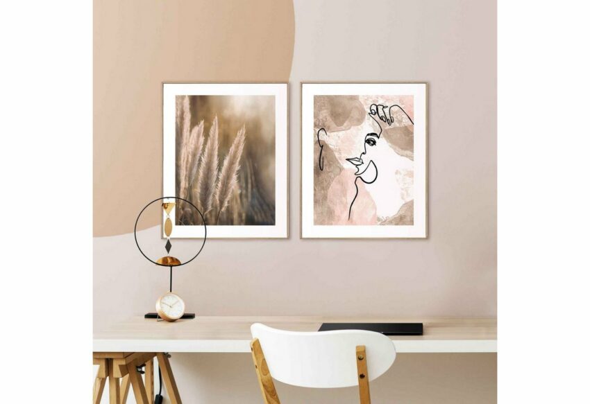 Reinders! Wandbild »Natürliche Linien Stiftzeichnung - Abstrakt - Frau - Pampas«, (2 Stück)-Bilder-Ideen für dein Zuhause von Home Trends
