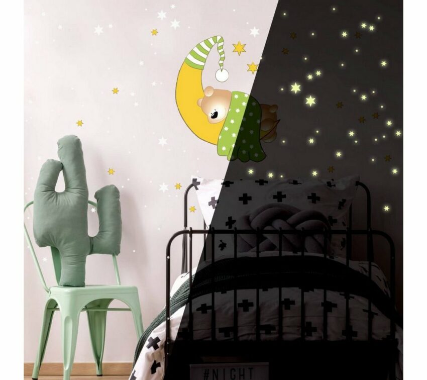 Wall-Art Wandtattoo »Bärchen Mond Leuchtsterne« (1 Stück)-Wandtattoos-Ideen für dein Zuhause von Home Trends