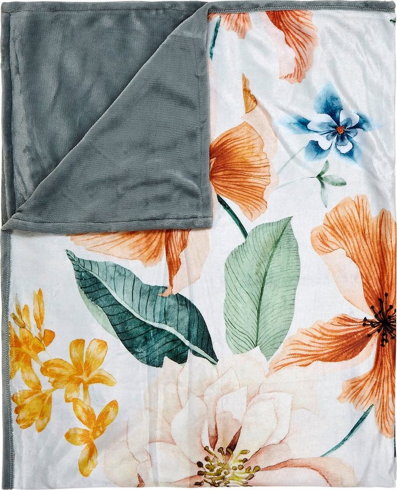 Plaid »Annabelle«, Descanso, mit Blumendruck-Wohndecken-Ideen für dein Zuhause von Home Trends