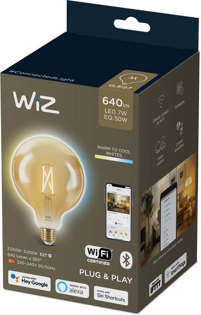 WiZ »WiZ Wi-Fi BLE 50W G125 Amb« LED-Filament, E27, 1 Stück, Warmweiß, Bringen Sie mit Wiz Tunable White Filament LED Lampen klassisches Vintage-Design in jeden Raum.-Leuchtmittel-Inspirationen