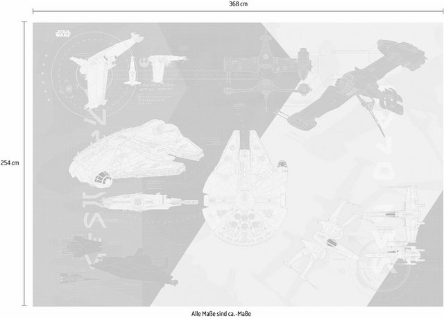 Komar Fototapete »Star Wars – Technical Plan«, glatt, bedruckt, Comic, (Set), ausgezeichnet lichtbeständig-Tapeten-Inspirationen