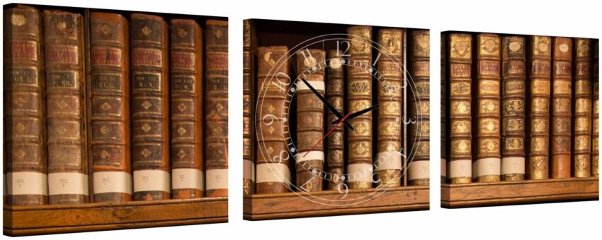 Conni Oberkircher´s Bild »Books - alte Bücher«, Bücher (Set), mit dekorativer Uhr, Vintage-Bilder-Ideen für dein Zuhause von Home Trends
