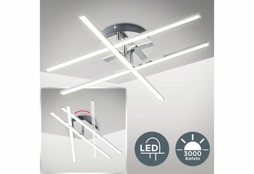 B.K.Licht LED Deckenleuchte, LED Design Decken-Lampe modern Wohnzimmer chrom inkl. 12,5W 1150lm-Lampen-Ideen für dein Zuhause von Home Trends