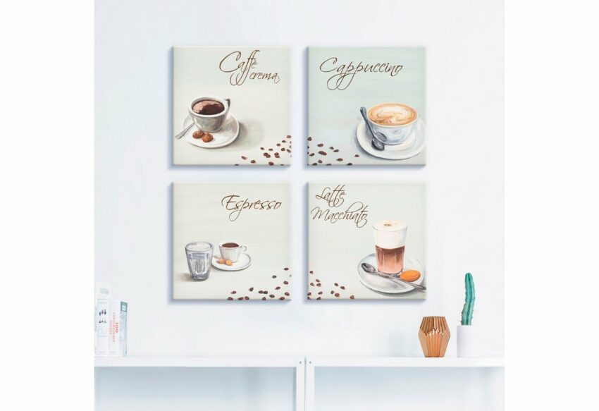 Artland Leinwandbild »Cappuccino Espresso Latte Macchiato«, Getränke (4 Stück)-Bilder-Ideen für dein Zuhause von Home Trends