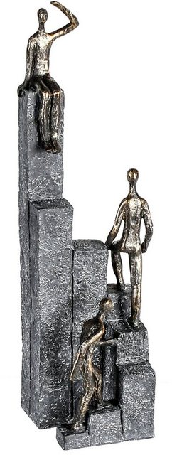 Casablanca by Gilde Dekofigur »Skulptur Climbing, bronzefarben/grau« (1 Stück), Dekoobjekt, Höhe 39 cm, mit Spruchanhänger, dekorativ im Esszimmer & Wohnzimmer-Figuren-Inspirationen